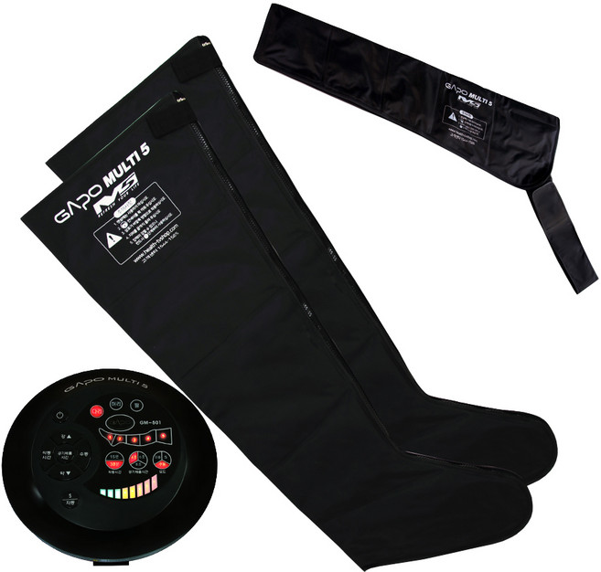가포 멀티5 공기압 마사지기 본체 + 다리 커프+ 팔 커프 세트, GAPO MULTI5, 블랙