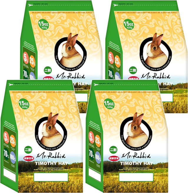 Mr.Rabbit 瑞比兔先生 提摩西牧草 二割, 425g, 4包