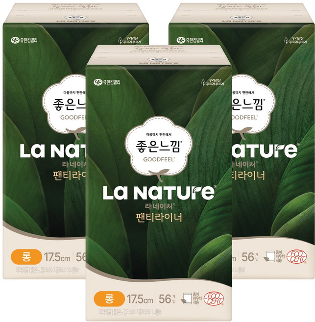 라네이처 팬티라이너, 롱, 56개입, 3개