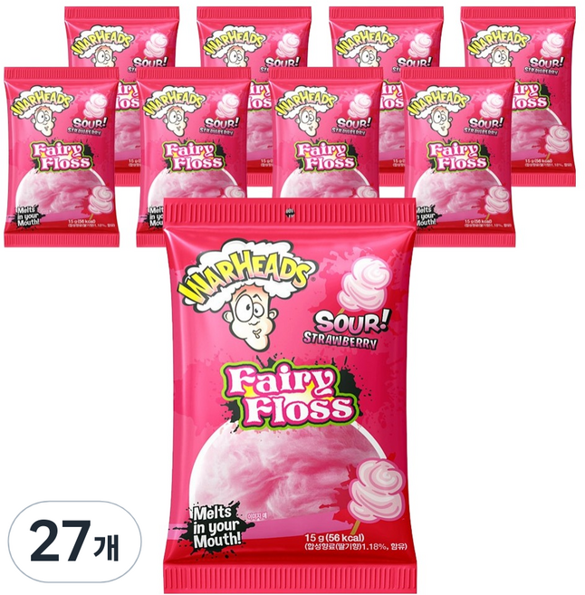 워헤즈 사우어 딸기향 솜사탕, 27개, 15g