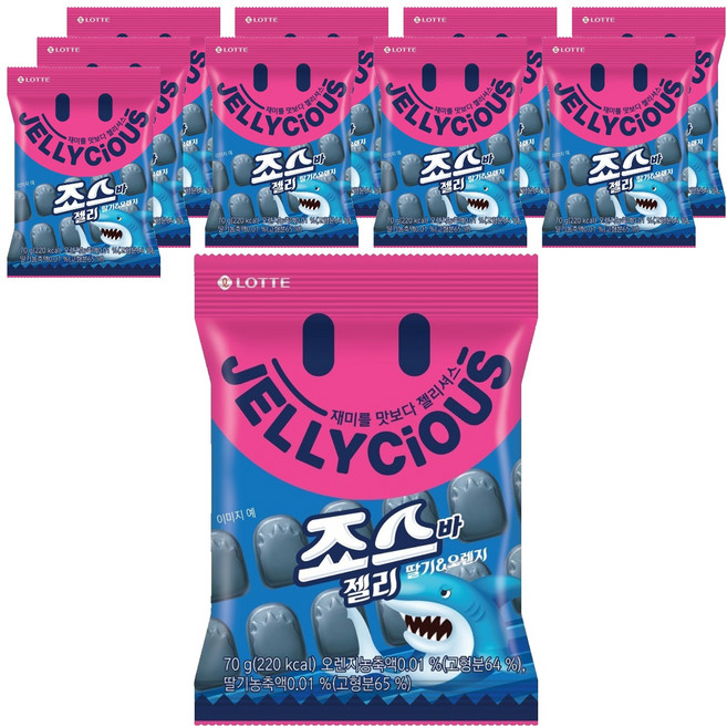 롯데웰푸드 젤리셔스 죠스바 젤리, 70g, 10개