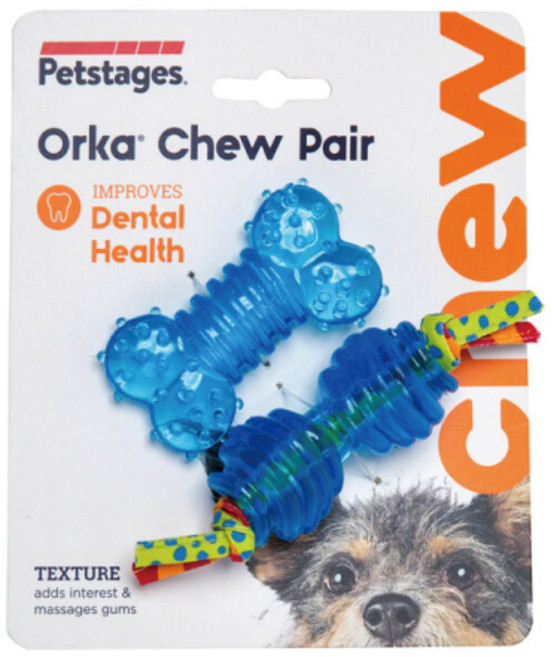 Petstages 歐卡迷你耐咬玩具 2入組 小型犬適用 改善牙齒健康 安全有嚼勁, 1組