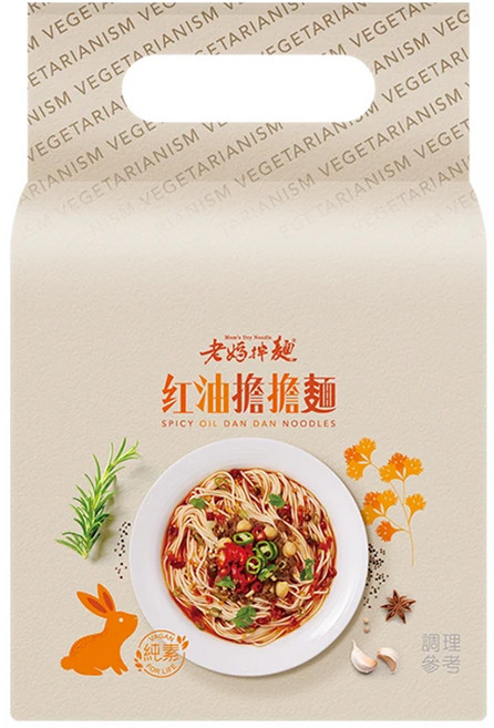 老媽拌麵 素食煮藝 紅油擔擔 全素 135g, 3包