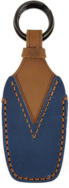 真皮頭層牛皮手工製作遙控鑰匙包 豐田適用 KB127, 瘋馬藍, 1個