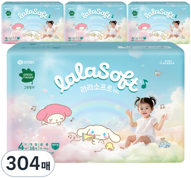 그린핑거 라라소프트 팬티형 기저귀 공용, 4단계, 304매