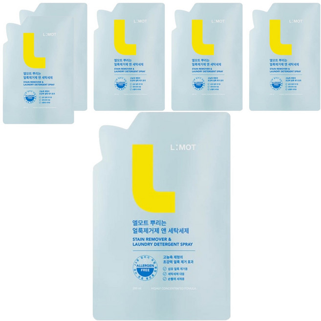 뿌리는 얼룩제거제 앤 세탁세제 리필, 280ml, 6개