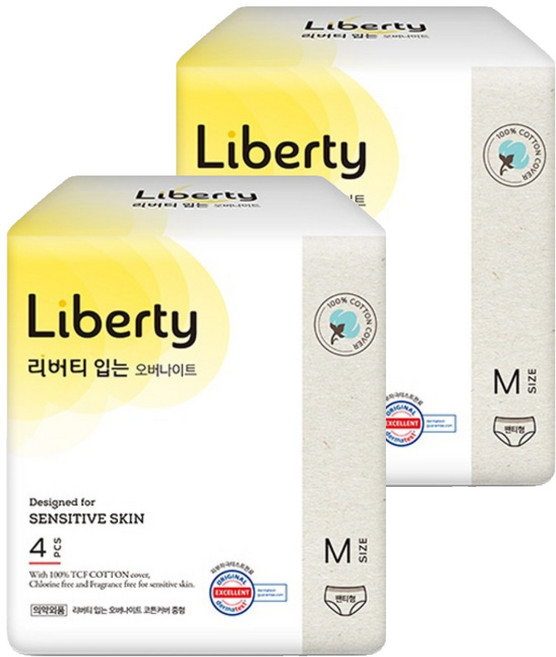 리버티오가네이처 코튼커버 입는 오버나이트, 중형, 4개입, 2개