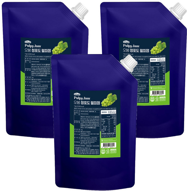 오붐 청포도 펄피잼, 1kg, 3개