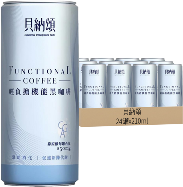 貝納頌 輕負擔機能黑咖啡, 210ml, 24罐