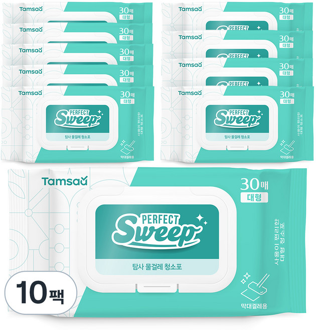 탐사 물걸레 청소포 대형 캡형 30매, 50g, 10개