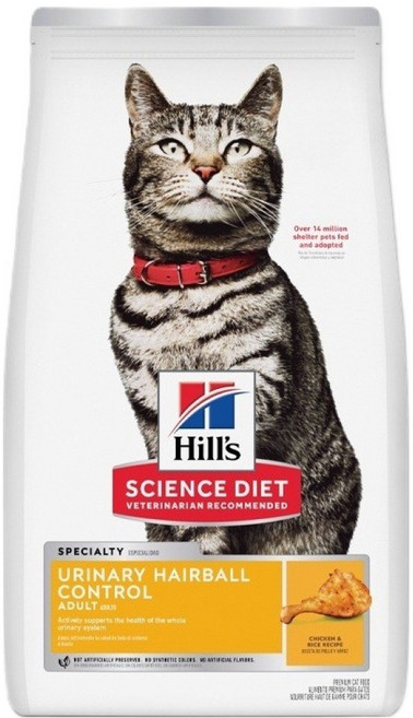 힐스사이언스다이어트 고양이 어덜트 기능성 사료, 유리너리+헤어볼, 1.58kg, 1개