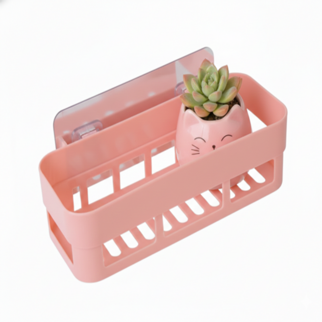 벨로나이트 욕실 멀티 무타공 직사각형 배수 선반, 북유럽 핑크, 1개