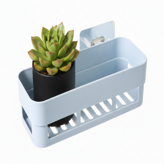 벨로나이트 욕실 멀티 무타공 직사각형 배수 선반, 북유럽 블루, 1개