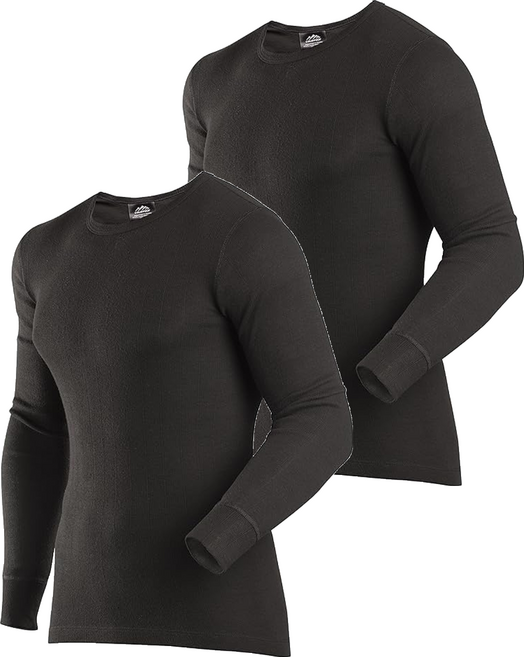 熱力 男款圓領羅紋發熱衣 2件組 L