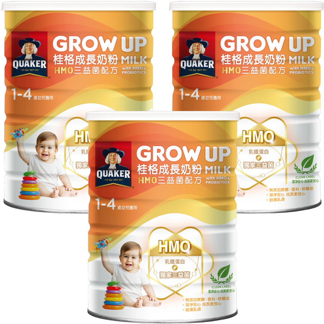 QUAKER 桂格 健康三益菌配方成長奶粉 1~4歲, 1500g, 3罐