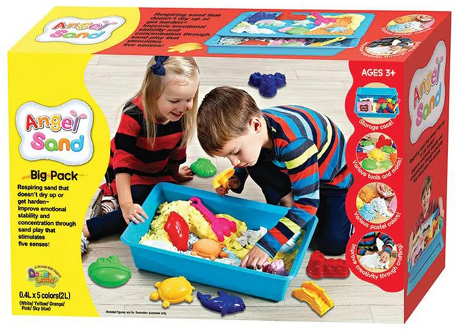 Donerland 天使沙 0.4L x 5色 (2.0L) 內含多款玩沙工具 適合3歲以上兒童, 豪華遊戲組, 1盒