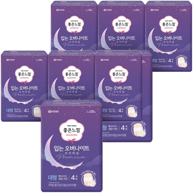 좋은느낌 프리미엄 입는 오버나이트, 대형, 4개입, 8개