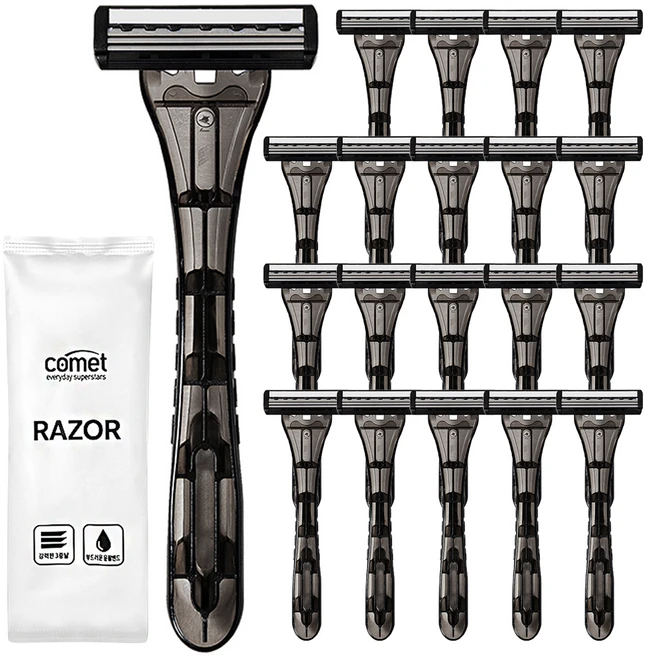 코멧 3중날 일회용 면도기, 20개입, 1개 - 쿠팡