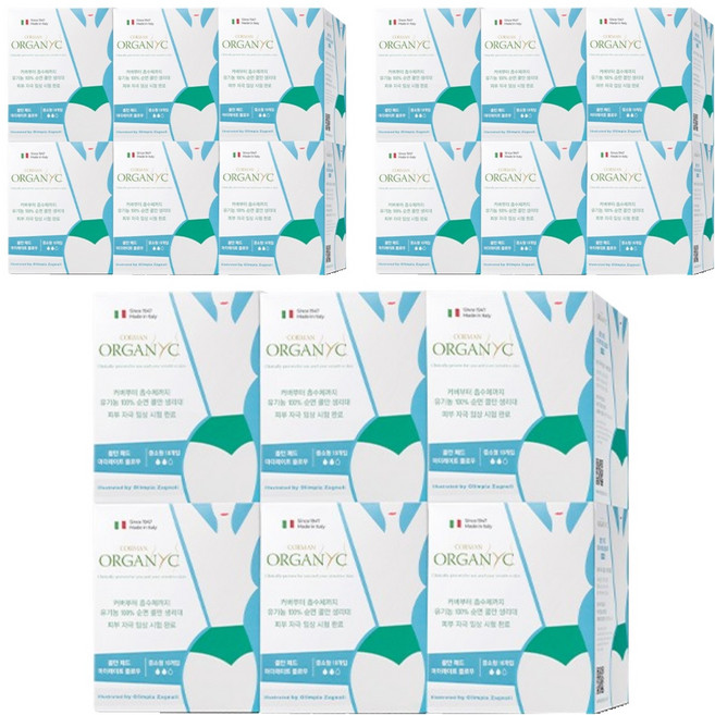 ORGANYC 마더레이트 플로우 생리대 날개형, 소형, 10개입, 18개