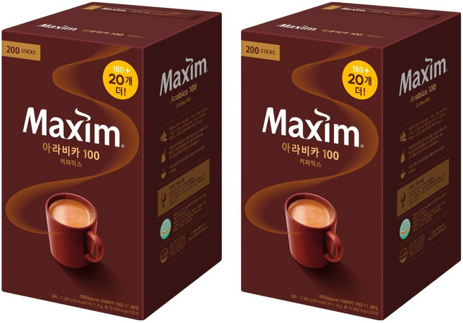 맥심 아라비카 100 커피믹스, 11.8g, 200개입, 2개