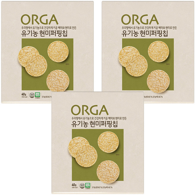ORGA 米餅脆片, 40g, 糙米口味, 3包