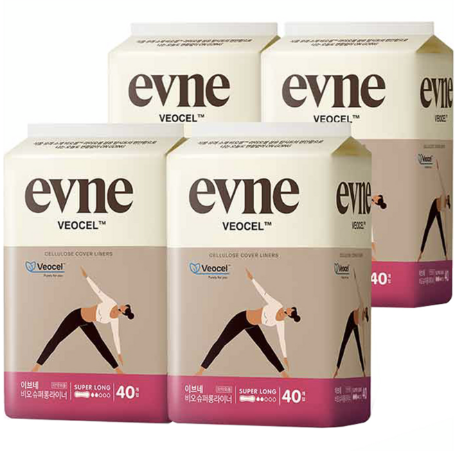 이브네 비오셀 팬티라이너, 슈퍼롱, 40개입, 4개