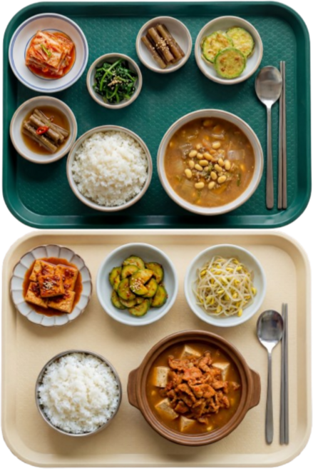 미니모 고강도 컬러 쟁반 트레이 2종 세트, 셔우드그린, 바닐라크림, 1세트