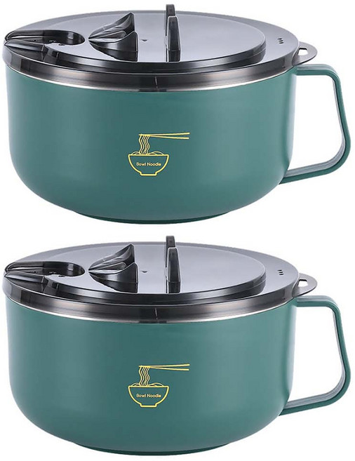 小麥購物 可瀝水泡麵碗 C454 179g, 墨綠色, 2個