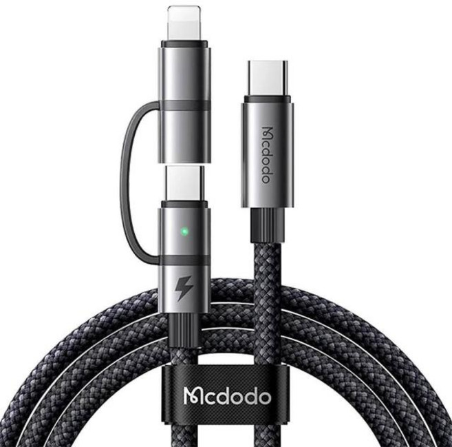 Mcdodo 麥多多 威爾斯Gen2 閃充線 二合一PD L + C, 1.2m, 黑色, 1條