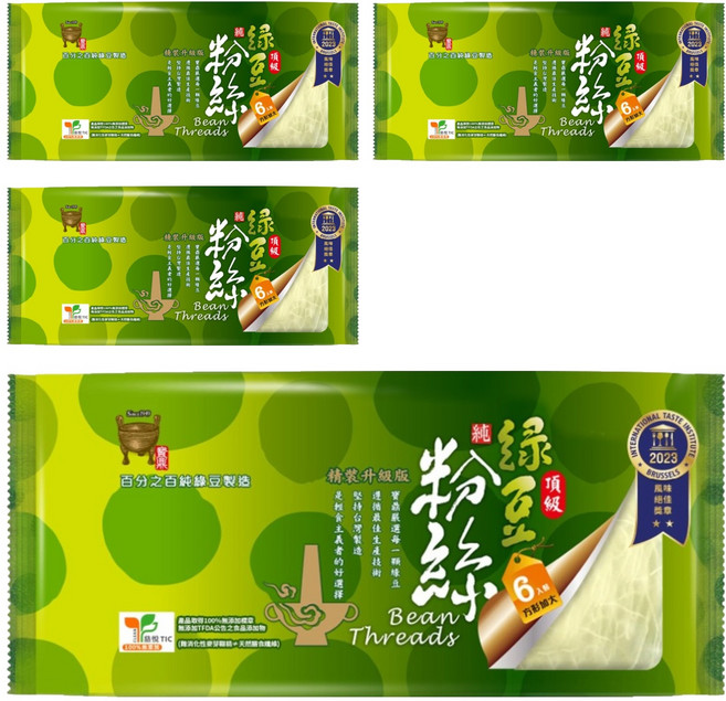 中農粉絲 頂級純綠豆粉絲, 210g, 4包