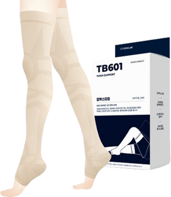 디스크랩 의료용 허벅지 다리 압박 밴드 스타킹 양쪽 세트 TB601 1세트, 1개, 허벅지형