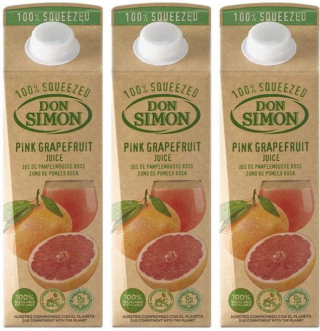 DON SIMON 榨汁果汁 紅葡萄柚 2L/1L, 3個, 1L