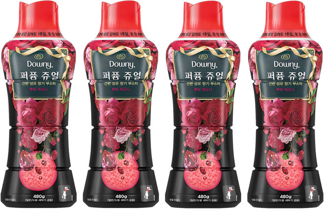 다우니 퍼퓸 쥬얼 루비 피오니 향기 부스터, 480g, 4개