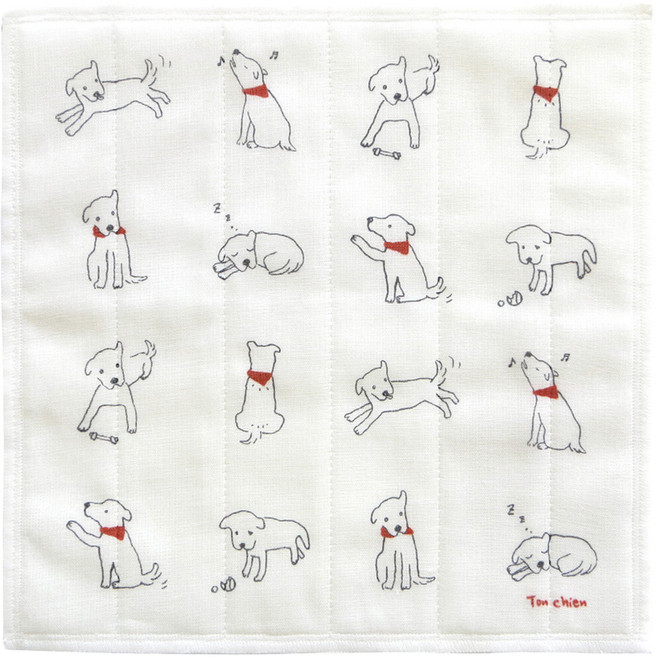 HARADA ORIMONO 原田織物 七層棉紗蚊帳家事布 抹布, 1條, 小狗