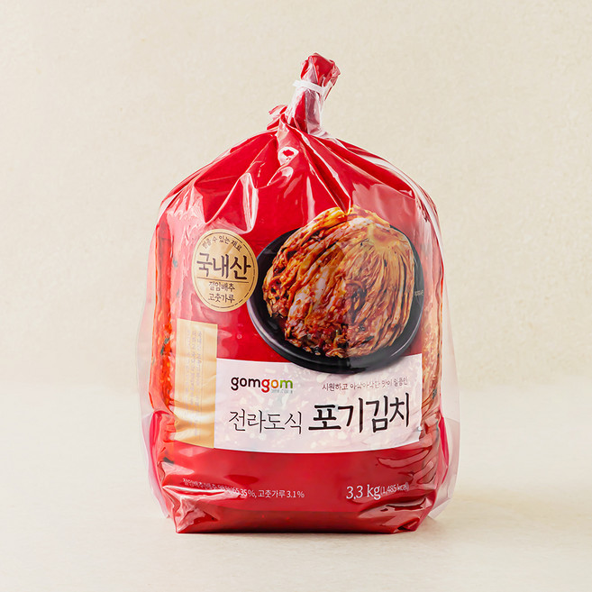 곰곰 전라도식 포기김치 (냉장), 3.3kg, 1개