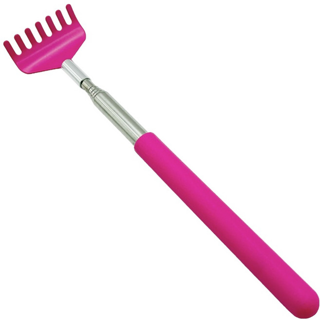 바코젤 스테인레스 5단 길이조절 효자손, 핑크, 1개