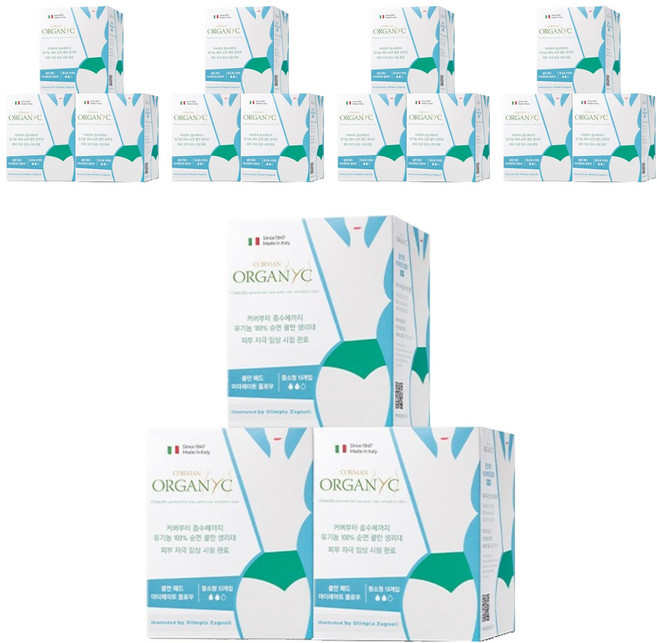 ORGANYC 마더레이트 플로우 생리대 날개형, 소형, 10개입, 15개