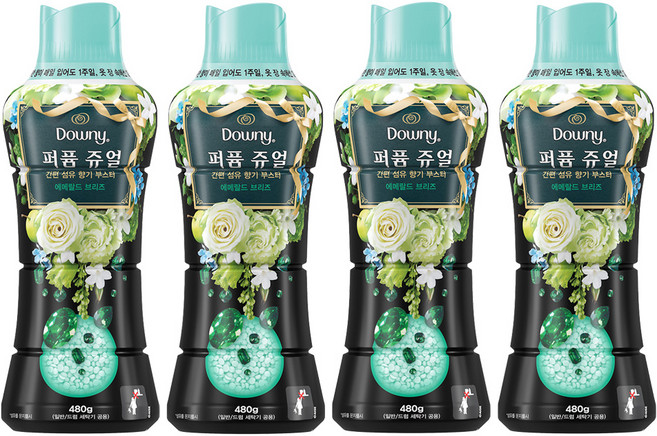 다우니 퍼퓸 쥬얼 에메랄드 브리즈 향기부스터, 480g, 4개