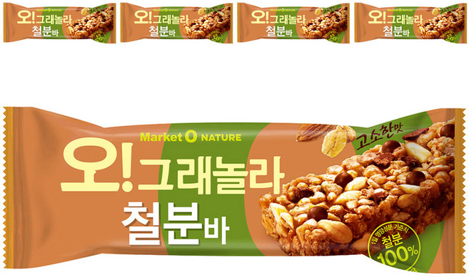 마켓오네이처 오 그래놀라 철분바, 35g, 5개