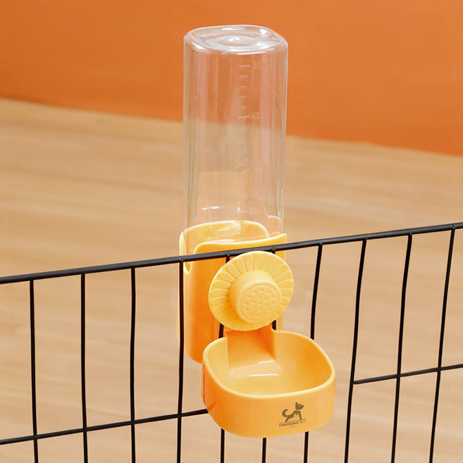 딩동펫 반려동물 삐삐 케이지 반자동 물병 급수기, 옐로우, 1개