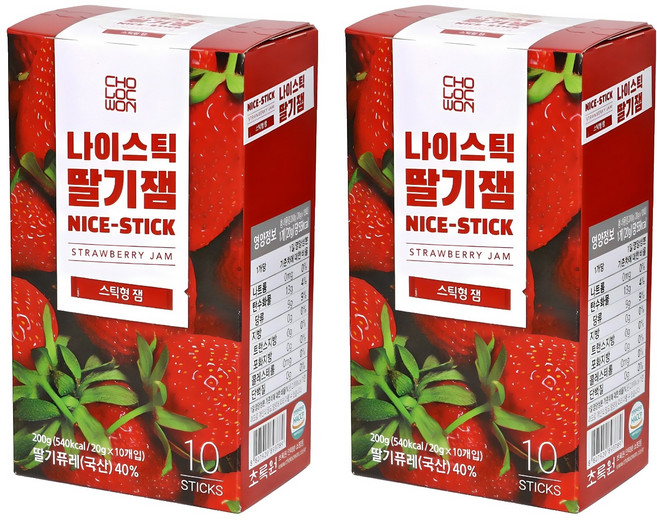 초록원 나이스틱 딸기잼 10p, 200g, 2개