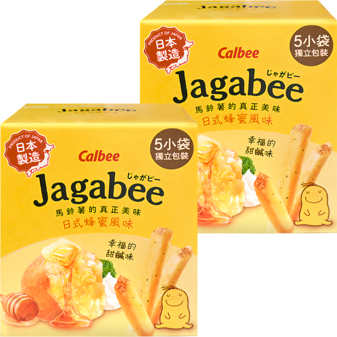 Calbee 卡樂比 Jagabee 日本加卡比薯條 日式蜂蜜風味 5包入 酥脆涮嘴, 75g, 2盒