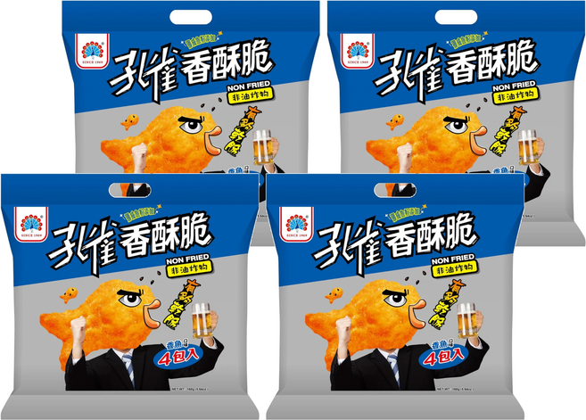 孔雀 香酥脆 香魚口味, 160g, 4袋