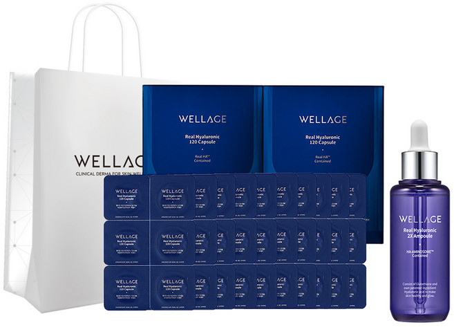 웰라쥬 리얼 히알루로닉 120 캡슐 60p + 투엑스 앰플 70ml + 쇼핑백, 1세트