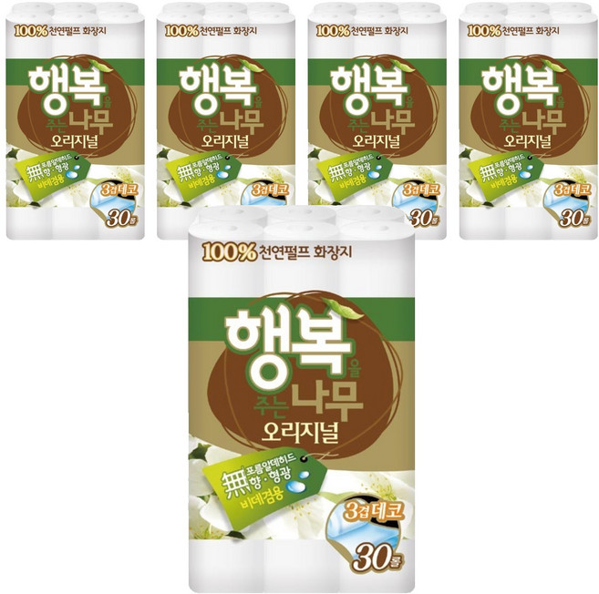 행복을주는나무 오리지널 천연펄프 3겹 고급롤화장지, 27m, 30개입, 5개
