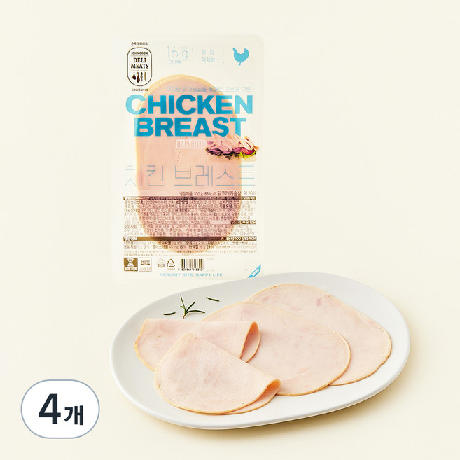 존쿡델리미트 치킨 브레스트, 100g, 4개