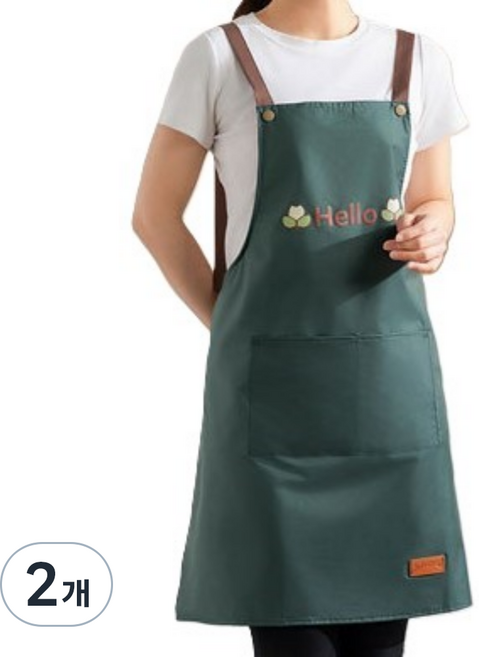 블룸 H 타입 심플 방수앞치마, 그린, 2개