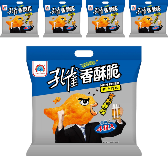 孔雀 香酥脆 香魚口味, 160g, 5袋