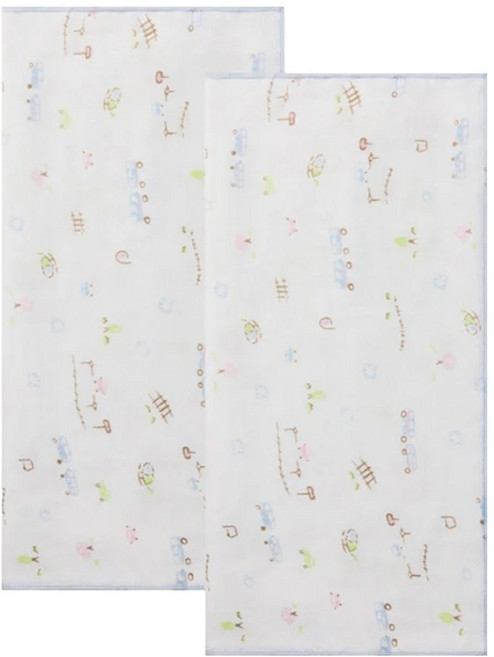 Combi 康貝 純棉柔紗 澡巾 快樂車車, 粉色, 2條