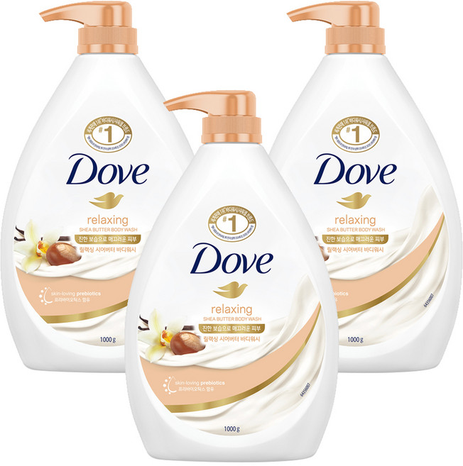 도브 릴랙싱 시어버터 바디워시, 1kg, 3개